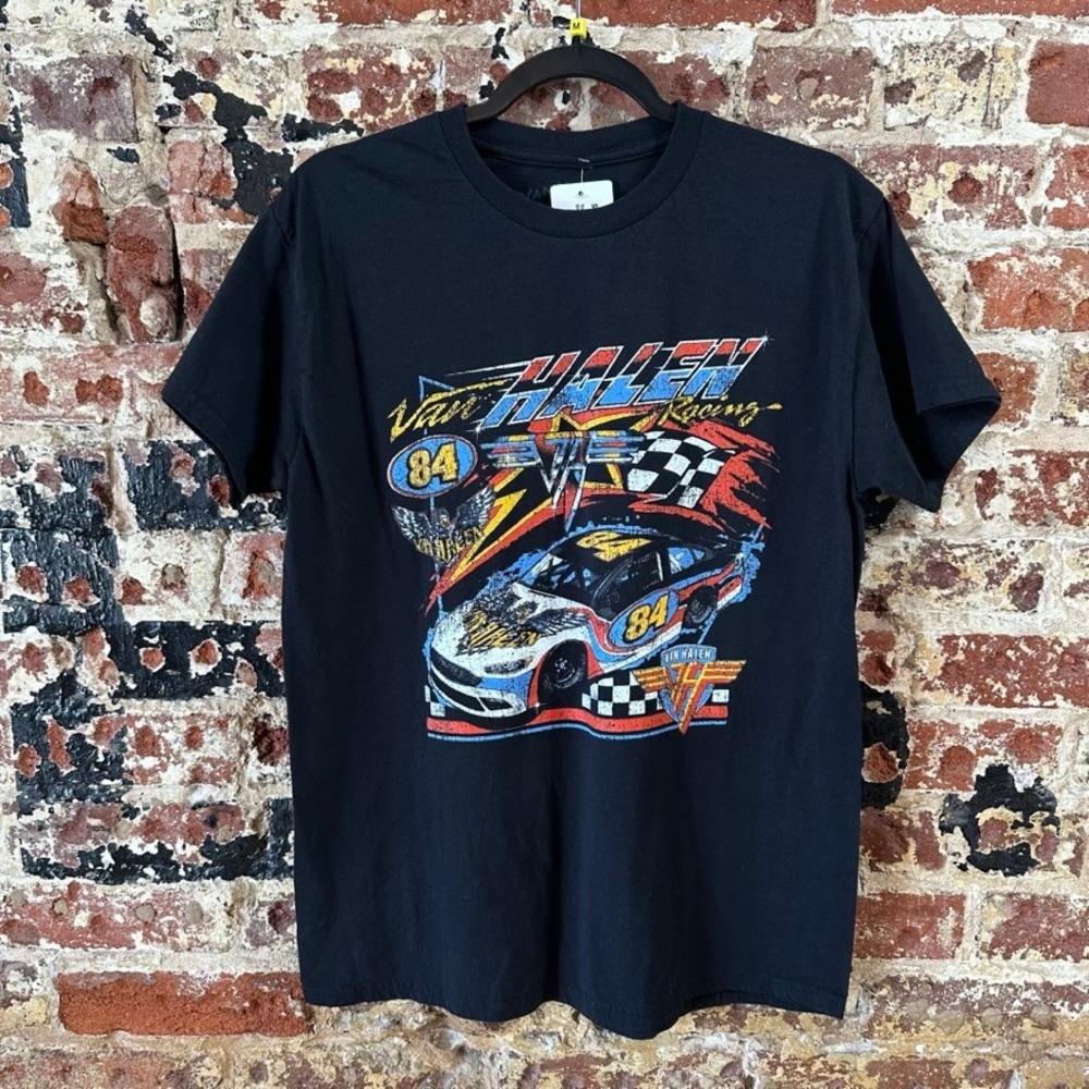 Van Halen Racing Music T-Shirt short sleeve Black Mens Medium